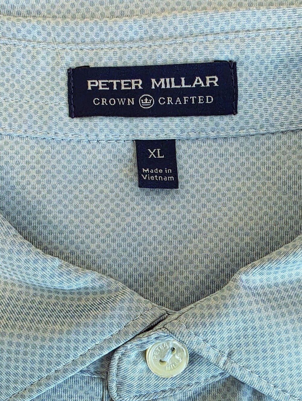 Peter Millar Crown Crafted Performance Polo Shirt - Ice Blue Micro Dot - XL